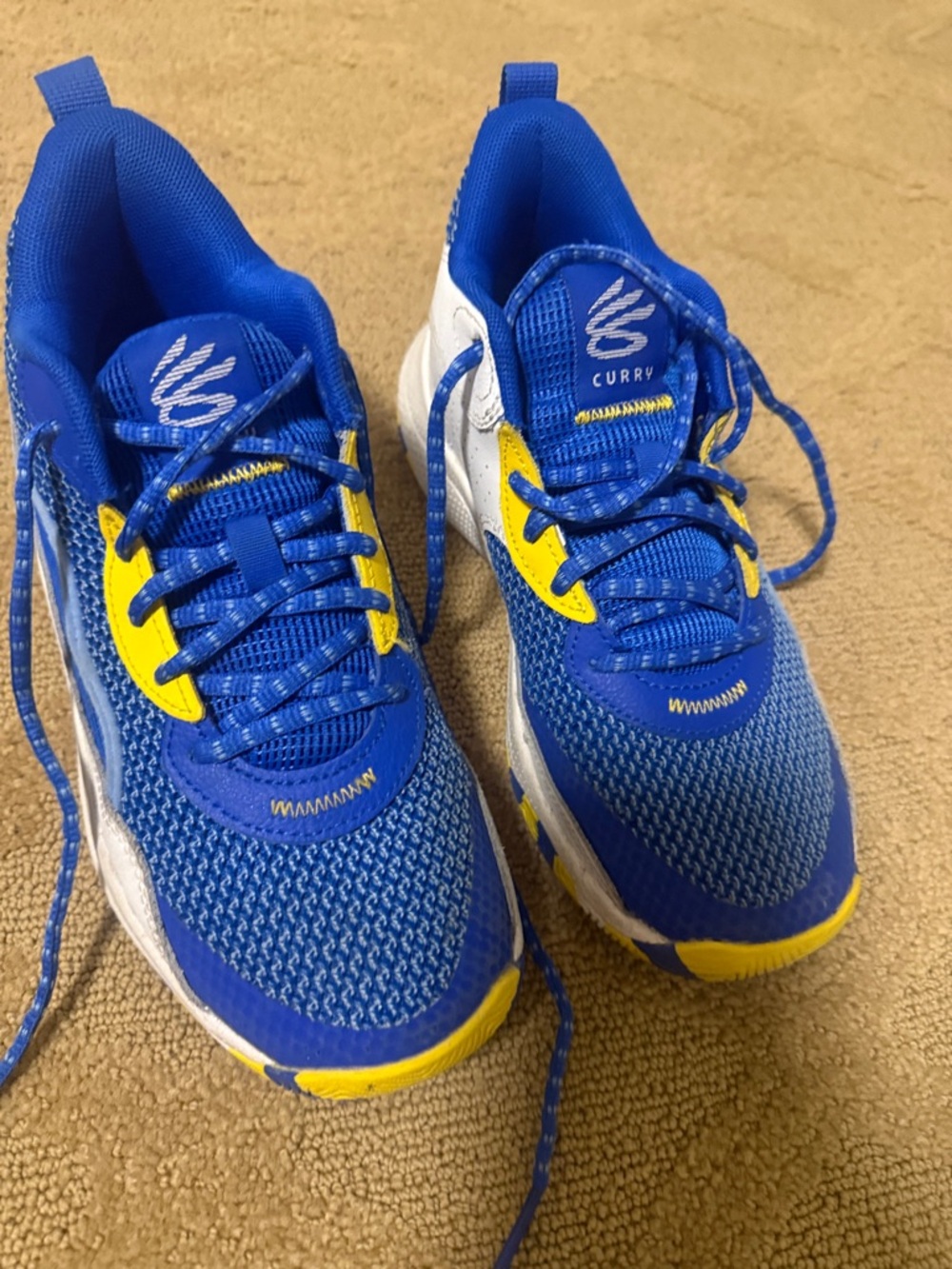 Under Armour Kids Blue & Yellow Athletic Sneakers Steph Curry